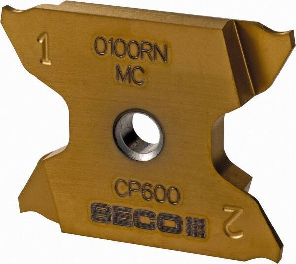 Seco - 2503005X4GK MC Grade CP600, 0.039" Cutting Width Carbide Grooving Insert - 0.169" Max Depth of Cut, Neutral, 0.002" Corner Radius, TiAlN/TiN Finish - Industrial Tool & Supply