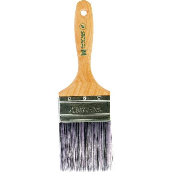 Wooster Brush - 3" Flat Synthetic Wall Brush - 3-7/16" Bristle Length, 6-1/4" Maple Beavertail Handle - Industrial Tool & Supply