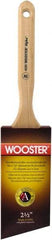 Wooster Brush - 2-1/2" Angled Synthetic Sash Brush - 2-15/16" Bristle Length, 7-7/8" Maple Fluted Handle - Industrial Tool & Supply