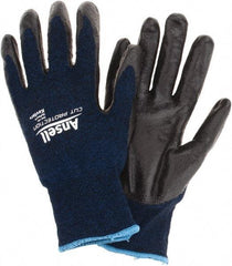 Ansell - Size 2XL, ANSI Cut Lvl A4, Abrasion Lvl 5, Cut Resistant Gloves - Palm Coated, Black/Blue - Industrial Tool & Supply