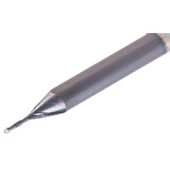 Iscar - 0.4mm Diam, 0.8mm LOC, 2 Flute Solid Carbide Ball End Mill - TiAlN Finish, Single End, 38mm OAL, 3mm Shank Diam, Spiral Flute - Industrial Tool & Supply