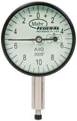 Mahr - 0.05" Range, 0-10-0 Dial Reading, 0.0005" Graduation Dial Drop Indicator - 1-1/4" Dial, 0.02" Range per Revolution, 0.0005" Accuracy, Revolution Counter - Industrial Tool & Supply