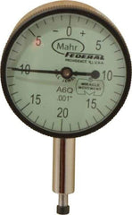 Mahr - 0.1" Range, 0-20-0 Dial Reading, 0.001" Graduation Dial Drop Indicator - 1-1/4" Dial, 0.04" Range per Revolution, 0.001" Accuracy, Revolution Counter - Industrial Tool & Supply