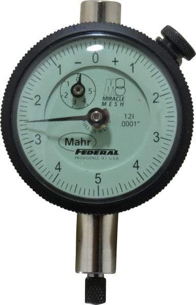 Mahr - 0.025" Range, 0-10-0 Dial Reading, 0.0001" Graduation Dial Drop Indicator - 1-3/4" Dial, 0.01" Range per Revolution, 0.0001" Accuracy, Revolution Counter - Industrial Tool & Supply