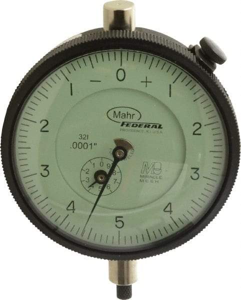 Mahr - 0.025" Range, 0-5-0 Dial Reading, 0.0001" Graduation Dial Drop Indicator - 2-3/4" Dial, 0.01" Range per Revolution, 0.0001" Accuracy, Revolution Counter - Industrial Tool & Supply