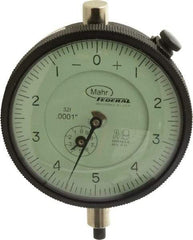 Mahr - 0.025" Range, 0-5-0 Dial Reading, 0.0001" Graduation Dial Drop Indicator - 2-3/4" Dial, 0.01" Range per Revolution, 0.0001" Accuracy, Revolution Counter - Industrial Tool & Supply