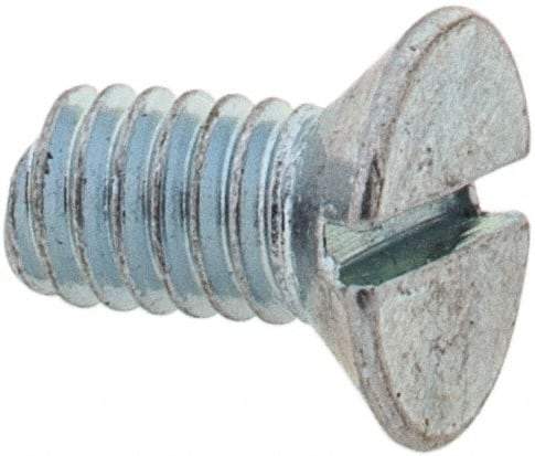 Value Collection - M2.5x0.45, 5mm OAL Slotted Drive Machine Screw - Flat Head, Grade 4.8 Steel, Zinc-Plated Finish, Without Washer - Industrial Tool & Supply