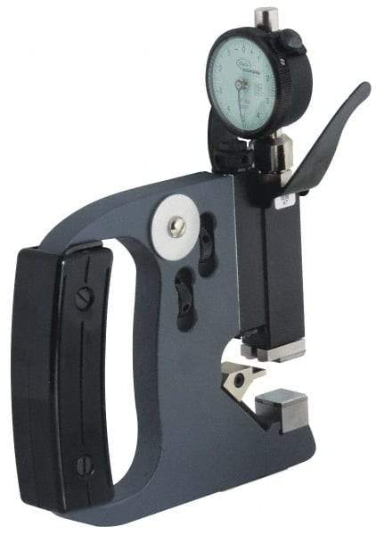 Mahr - 4 to 5 Inch, Forged Steel Frame, Snap Gage - 0.61 Inch Reference Anvil Diameter, 0.0001 Inch Graduation, Tungsten Carbide Anvil, Dial Display - Industrial Tool & Supply