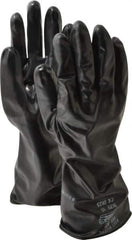 SHOWA - Size XL (10), 14" Long, 14 mil Thick, Butyl Chemical Resistant Gloves - Smooth Finish, Rolled Cuff, ANSI Abrasion Level 0, ANSI Cut Level 0, ANSI Puncture Level 0, Black - Industrial Tool & Supply