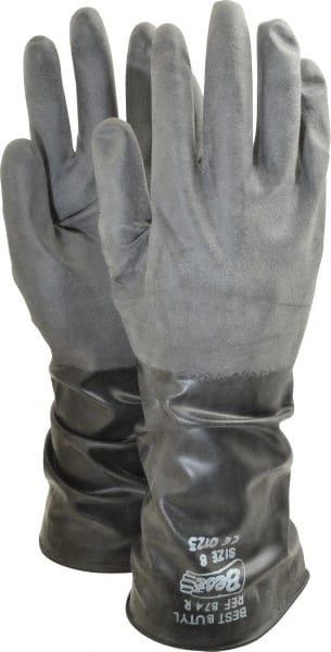 SHOWA - Size M (8), 14" Long, 14 mil, Unsupported, Butyl Chemical Resistant Gloves - Industrial Tool & Supply