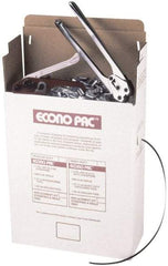 Value Collection - 7,200 Inch Long x 1/2 Inch Wide x 0.025 Inch Thick, Heavy Duty Polypropylene Strapping Kit - 500 Lbs Tensile Strength, Contains Self Dispensing Box, Polypropylene Strapping, 1,000 Seals, Tensioner Tool and Crimper Tool - Industrial Tool & Supply