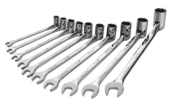 SK - 10 Piece, 10 to 19mm, Combination Wrench Set - Metric System of Measurement, Chrome Finish, Comes in Tray - Industrial Tool & Supply