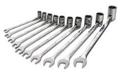 SK - 10 Piece, 10 to 19mm, Combination Wrench Set - Metric System of Measurement, Chrome Finish, Comes in Tray - Industrial Tool & Supply