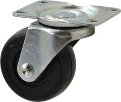 Albion - 3" Diam x 1-1/4" Wide x 4-3/8" OAH Top Plate Mount Swivel Caster - Soft Rubber, 175 Lb Capacity, Self-Lubricating Bearing, 2-7/8 x 3-5/8" Plate - Industrial Tool & Supply