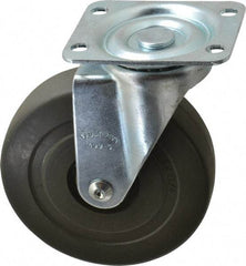Albion - 5" Diam x 1-1/4" Wide x 6-15/32" OAH Top Plate Mount Swivel Caster - Hard Rubber, 290 Lb Capacity, Self-Lubricating Bearing, 2-7/8 x 3-5/8" Plate - Industrial Tool & Supply