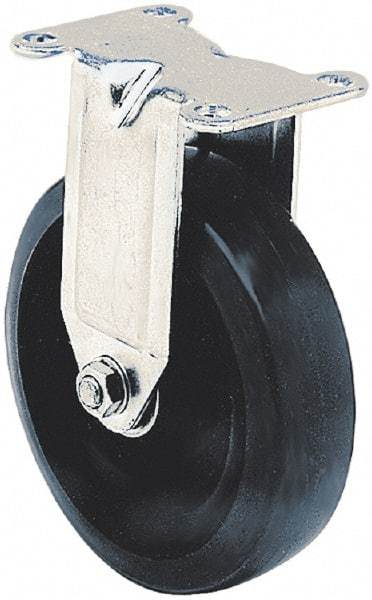 Albion - 3-1/2" Diam x 1-5/16" Wide x 4-3/4" OAH Top Plate Mount Swivel Caster - Soft Rubber, 200 Lb Capacity, Self-Lubricating Bearing, 2-1/2 x 3-3/4" Plate - Industrial Tool & Supply