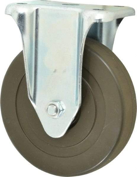 Albion - 5" Diam x 1-1/4" Wide x 6-15/32" OAH Top Plate Mount Rigid Caster - Hard Rubber, 290 Lb Capacity, Self-Lubricating Bearing, 2-7/8 x 3-5/8" Plate - Industrial Tool & Supply