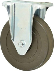Albion - 5" Diam x 1-1/4" Wide x 6-15/32" OAH Top Plate Mount Rigid Caster - Hard Rubber, 290 Lb Capacity, Self-Lubricating Bearing, 2-7/8 x 3-5/8" Plate - Industrial Tool & Supply