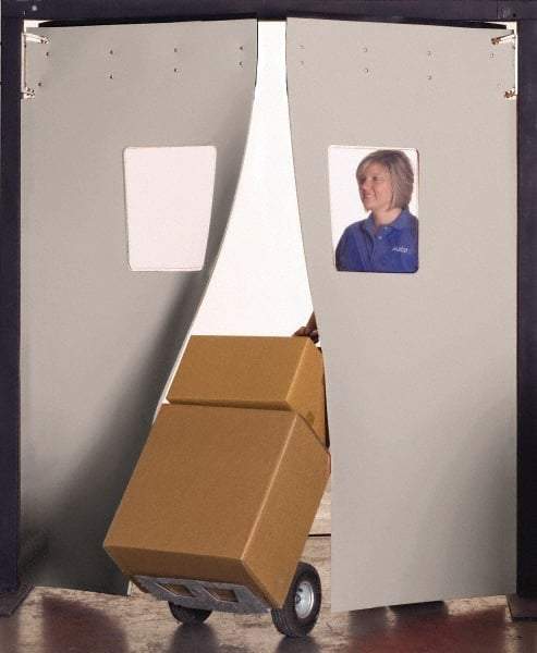 Aleco - 5' Door Width x 7' Door Height 3-Ply Fabrication Double Impact Door - Gray - Industrial Tool & Supply