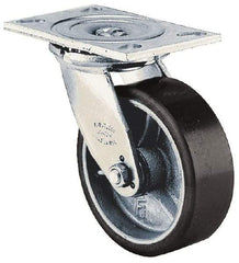 Albion - 10" Diam x 2-1/2" Wide x 11-1/2" OAH Top Plate Mount Swivel Caster - Phenolic, 1,500 Lb Capacity, Roller Bearing, 4-1/2 x 6-5/16" Plate - Industrial Tool & Supply