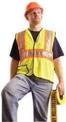 OccuNomix - Size L High Visibility Yellow Mesh General Purpose Vest - 40 to 42" Chest, ANSI 107-2015, Hook & Loop Closure, 2 Pockets, Polyester - Industrial Tool & Supply