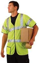 OccuNomix - Size L High Visibility Yellow Mesh General Purpose Vest - 40 to 42" Chest, ANSI 107-2015, Hook & Loop Closure, Polyester - Industrial Tool & Supply