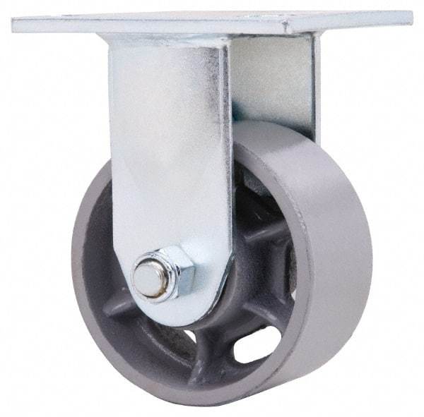 Value Collection - 4" Diam x 2" Wide x 5-5/8" OAH Top Plate Mount Rigid Caster - Semi-Steel, 700 Lb Capacity, Roller Bearing, 4 x 4-1/2" Plate - Industrial Tool & Supply