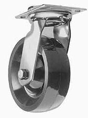 Albion - 6" Diam x 2" Wide x 7-1/2" OAH Top Plate Mount Swivel Caster - Phenolic, 500 Lb Capacity, Sealed Roller Bearing, 3-3/4 x 4-1/2" Plate - Industrial Tool & Supply