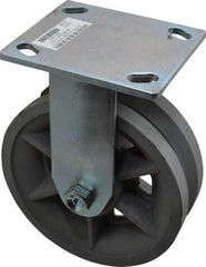 Value Collection - 6" Diam x 2" Wide, Metal With Groove Rigid Caster - 1,000 Lb Capacity, Top Plate Mount, 4" x 4-1/2" Plate, Roller Bearing - Industrial Tool & Supply