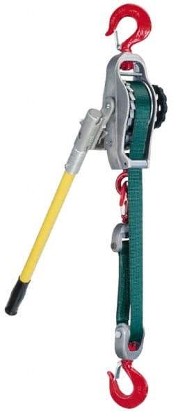 Little Mule - 1500/3000 Lb. Capacity, 14/7 Ft. Lift Height, Manual Strap Hoist - Made from Web Strap - Industrial Tool & Supply