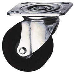 Albion - 3" Diam x 1-1/4" Wide x 3-11/16" OAH Top Plate Mount Swivel Caster - Hard Rubber, 225 Lb Capacity, Self-Lubricating Bearing, 3-1/8 x 4-1/8" Plate - Industrial Tool & Supply