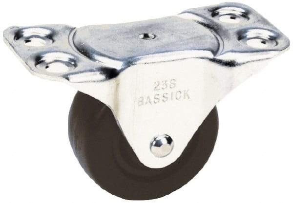 Albion - 2-1/2" Diam x 1-1/8" Wide x 2-7/8" OAH Top Plate Mount Rigid Caster - Hard Rubber, 175 Lb Capacity, Self-Lubricating Bearing, 2-1/4 x 4-1/2" Plate - Industrial Tool & Supply