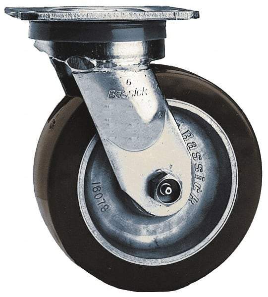 Albion - 3-1/4" Diam x 2" Wide x 5-1/4" OAH Top Plate Mount Swivel Caster - Phenolic, 800 Lb Capacity, Roller Bearing, 4 x 4-1/2" Plate - Industrial Tool & Supply