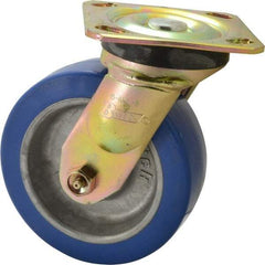 Albion - 6" Diam x 2" Wide x 7-1/2" OAH Top Plate Mount Swivel Caster - Polyurethane, 1,100 Lb Capacity, Roller Bearing, 4 x 4-1/2" Plate - Industrial Tool & Supply
