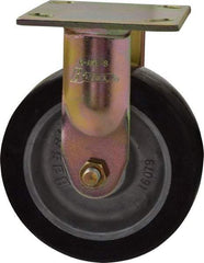 Albion - 6" Diam x 2" Wide x 7-1/2" OAH Top Plate Mount Rigid Caster - Rubber, 500 Lb Capacity, Roller Bearing, 4 x 4-1/2" Plate - Industrial Tool & Supply