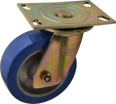 Albion - 6" Diam x 2" Wide x 7-1/2" OAH Top Plate Mount Swivel Caster - Polyurethane, 1,750 Lb Capacity, Sealed Roller Bearing, 4-1/2 x 6-5/16" Plate - Industrial Tool & Supply