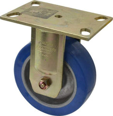 Albion - 6" Diam x 2" Wide x 7-1/2" OAH Top Plate Mount Rigid Caster - Polyurethane, 1,750 Lb Capacity, Sealed Roller Bearing, 4-1/2 x 6-5/16" Plate - Industrial Tool & Supply