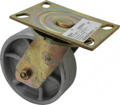 Albion - 6" Diam x 2" Wide x 7-1/2" OAH Top Plate Mount Swivel Caster - Semi-Steel, 1,750 Lb Capacity, Sealed Roller Bearing, 4-1/2 x 6-5/16" Plate - Industrial Tool & Supply