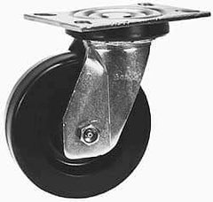 Albion - 10" Diam x 2-1/2" Wide x 11-1/2" OAH Top Plate Mount Swivel Caster - Phenolic, 1,750 Lb Capacity, Sealed Roller Bearing, 4-1/2 x 6-5/16" Plate - Industrial Tool & Supply