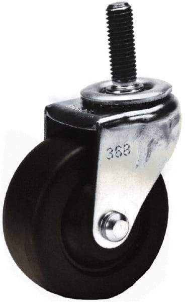 Shepherd - 3" Diam x 13/16" Wide x 3-1/2" OAH Stem Mount Swivel Caster with Brake - Hard Rubber, 120 Lb Capacity, Nylon Bearing, 3/8-16 x 1-1/2" Threaded Stem - Industrial Tool & Supply