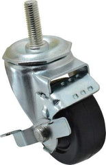 Albion - 3" Diam x 1-1/4" Wide x 4-1/4" OAH Stem Mount Swivel Caster with Brake - Soft Rubber, 150 Lb Capacity, Nylon Bearing, 1/2-13 x 1-1/2" Threaded Stem - Industrial Tool & Supply