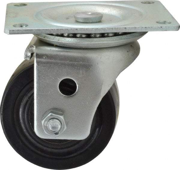 Albion - 3" Diam x 1-13/16" Wide x 3-31/32" OAH Top Plate Mount Swivel Caster - Phenolic, 700 Lb Capacity, Roller Bearing, 3-1/8 x 4-1/8" Plate - Industrial Tool & Supply
