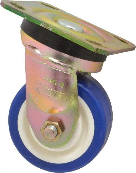Albion - 4" Diam x 2" Wide x 5-5/8" OAH Top Plate Mount Swivel Caster - Polyurethane, 600 Lb Capacity, Roller Bearing, 4 x 4-1/2" Plate - Industrial Tool & Supply