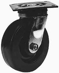 Albion - 6" Diam x 2" Wide x 7-1/2" OAH Top Plate Mount Rigid Caster - Phenolic, 900 Lb Capacity, Roller Bearing, 5 x 5-1/2" Plate - Industrial Tool & Supply