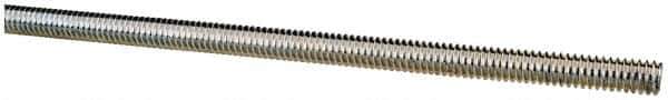 Made in USA - 1/4-20 UNC (Coarse), 6' Long, Low Carbon Steel Threaded Rod - Zinc-Plated Finish, Right Hand Thread - Industrial Tool & Supply