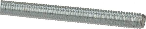 Made in USA - 3/8-16 UNC (Coarse), 6' Long, Low Carbon Steel Threaded Rod - Zinc-Plated Finish, Right Hand Thread - Industrial Tool & Supply