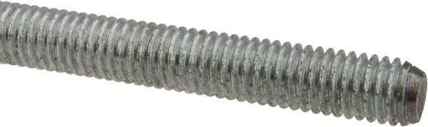 Made in USA - 7/16-14 UNC (Coarse), 6' Long, Low Carbon Steel Threaded Rod - Zinc-Plated Finish, Right Hand Thread - Industrial Tool & Supply
