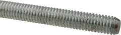 Made in USA - 7/16-14 UNC (Coarse), 6' Long, Low Carbon Steel Threaded Rod - Zinc-Plated Finish, Right Hand Thread - Industrial Tool & Supply