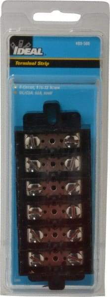 Ideal - 6 Poles, 600 Volt, 60 Amp, -40 to 266°F, Polyester Thermoplastic, Polyester Thermoplastic Multipole Terminal Block - Nickle Plated Brass, 22 to 6 AWG Compatibility, 1-1/4 Inch High - Industrial Tool & Supply