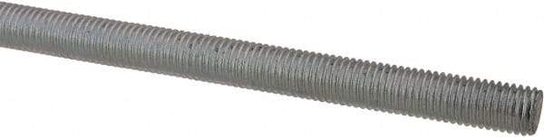 Made in USA - 1/4-28 UNF (Fine), 6' Long, Low Carbon Steel Threaded Rod - Zinc-Plated Finish, Right Hand Thread - Industrial Tool & Supply